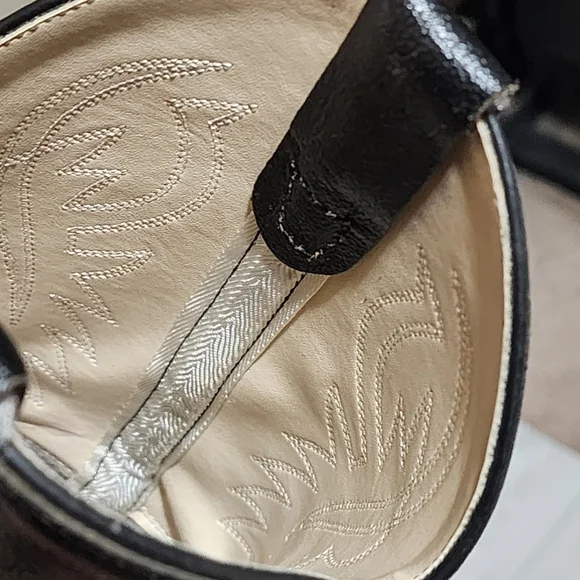 Black Western Cowboy Boots with Red Stitching Kids Size 3 - Picture 6 of 13